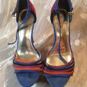 Bakers platform stiletto pumps multi color strappy faux suede ankle stra…